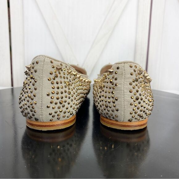Steve Madden Graanite Studded Loafer Flats Beige Gold 7 - Picture 9 of 12